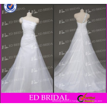 2017 ED Bridal Real Photos Pleated Organza One Shoulder Crystal New Model Wedding Dress